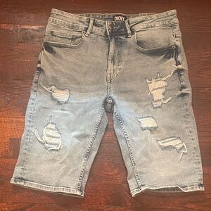 DKNY Gray Jean Shorts Distressed Casual